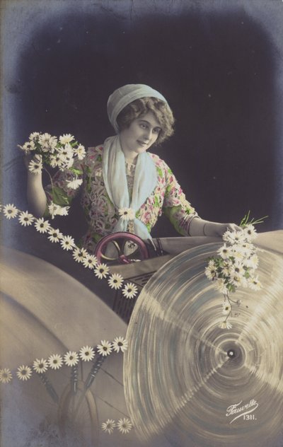 A Young Woman Holding Lots of Flowers and Working in a Factory by French Photographer